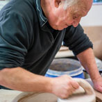 John Higgins at work in his studio 2018
